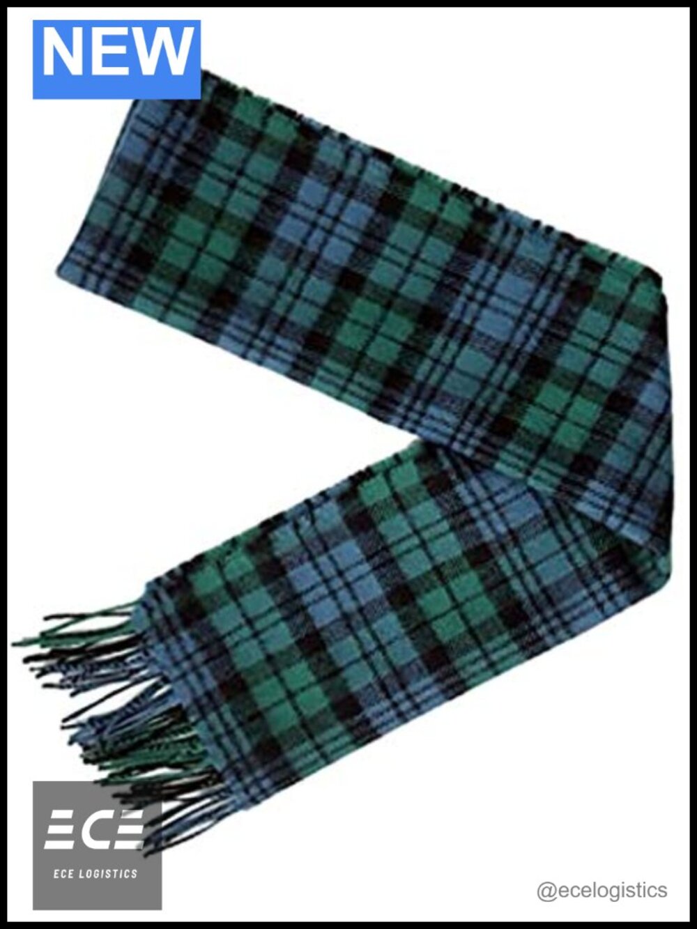 Lochcarron Ancient Campbell Tartan Lambswool Scarf Scotland 25x180 cm
